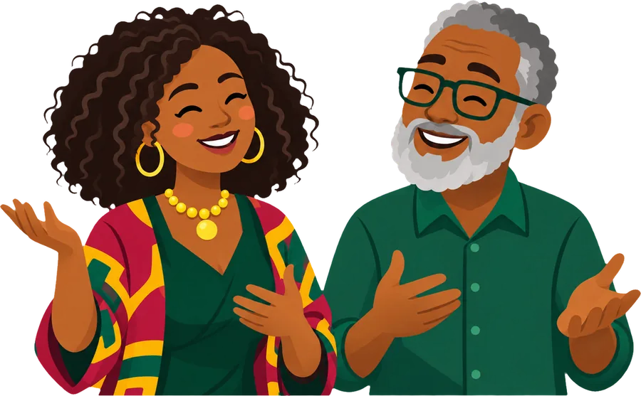 A young woman and her father laughing together