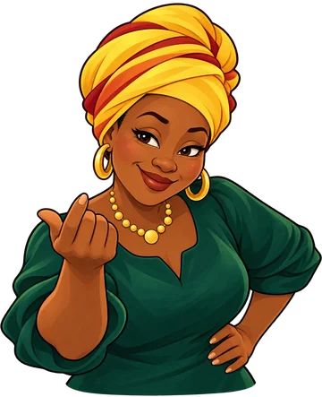 Tantine Vero, the guide in Loba Lingala, beckoning you over