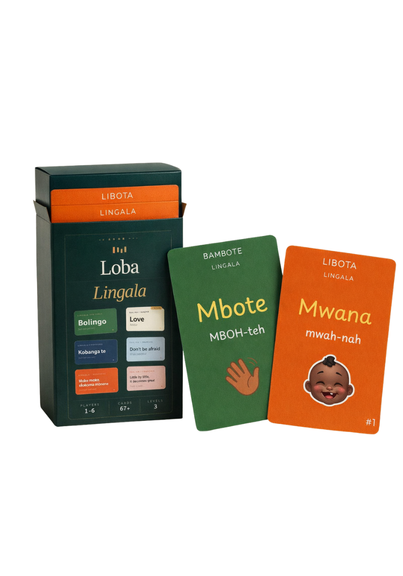Loba Lingala physical card game — box with Mbote and Mwana cards